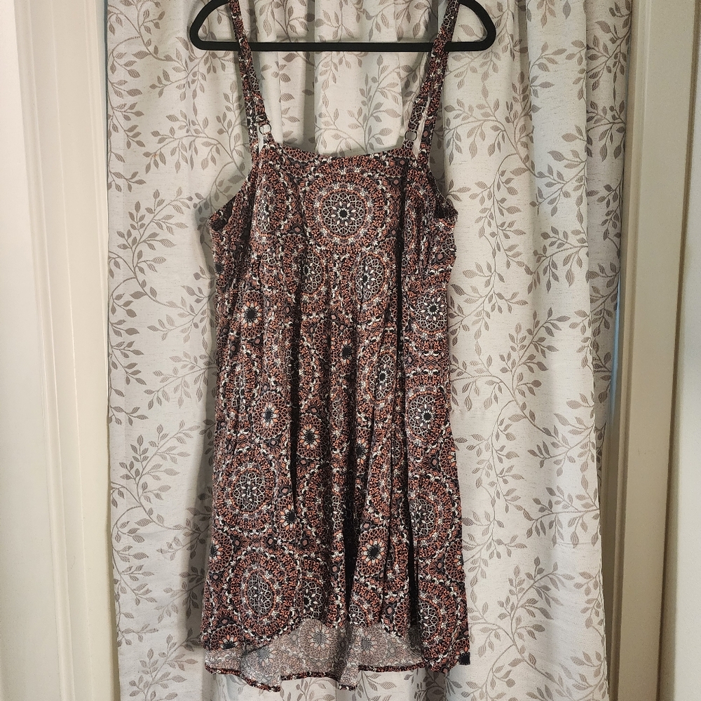 Torrid Sleeveless Square Paisley Slip Dress Brown Orange size 0X - Picture 2 of 5